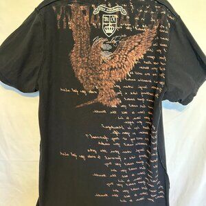 Royal Underground Men's Cotton Polo T-shirt Black Studded Falcon RN #120497~Sz.L